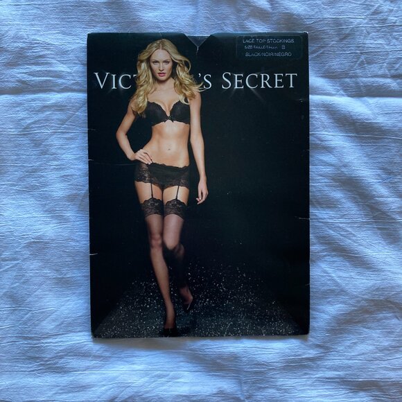 Victoria's Secret Shine 3 Piece Matching Lace Set w/ Lace Stockings - Picture 14 of 16